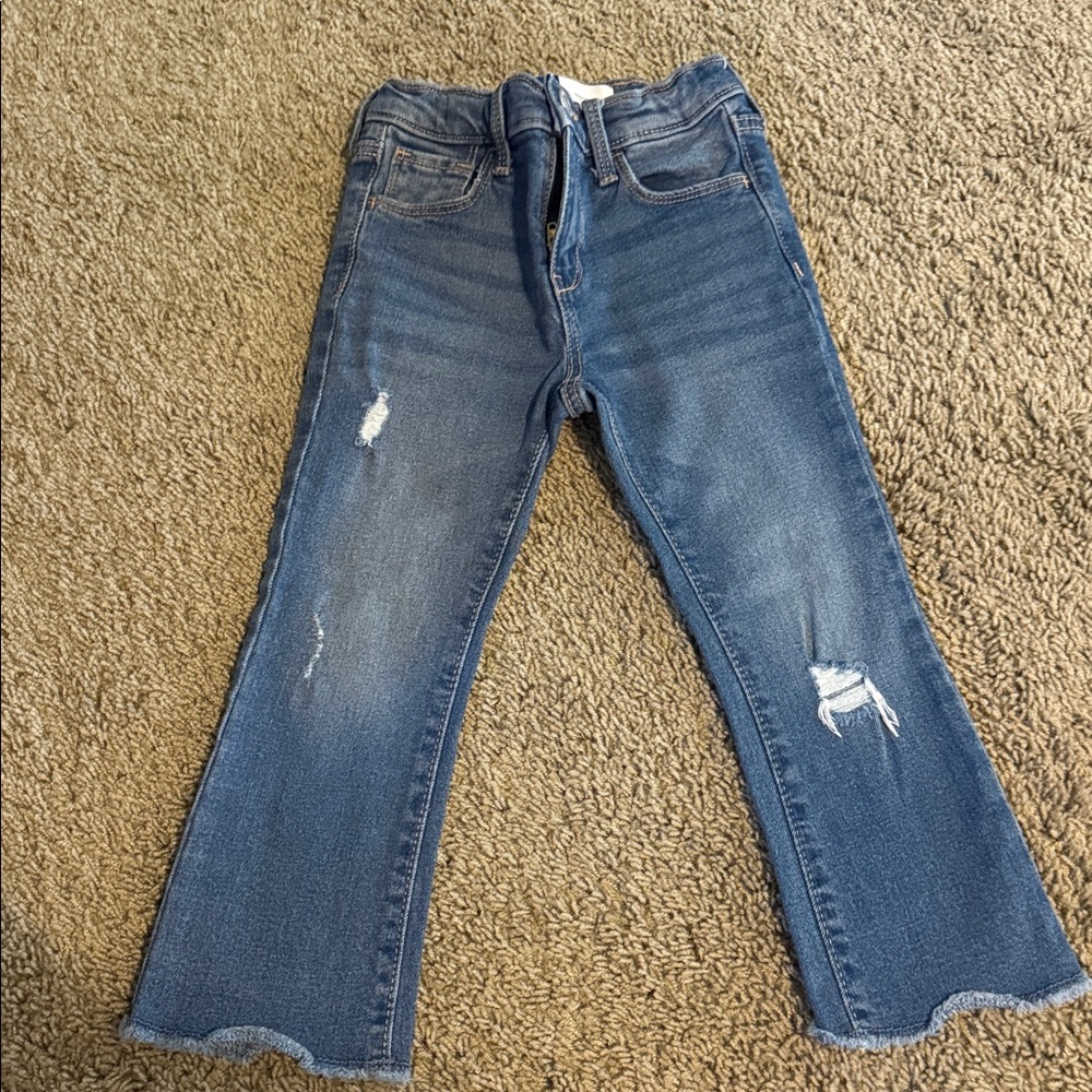 Old Navy Blue Distressed Wide-Leg Jeans